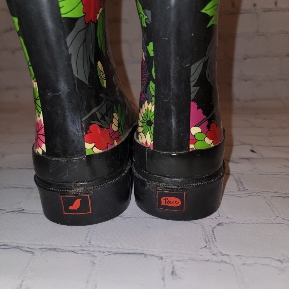 Sakroots Floral Knee High Rubber Rain Boots Size 6 - Picture 5 of 7